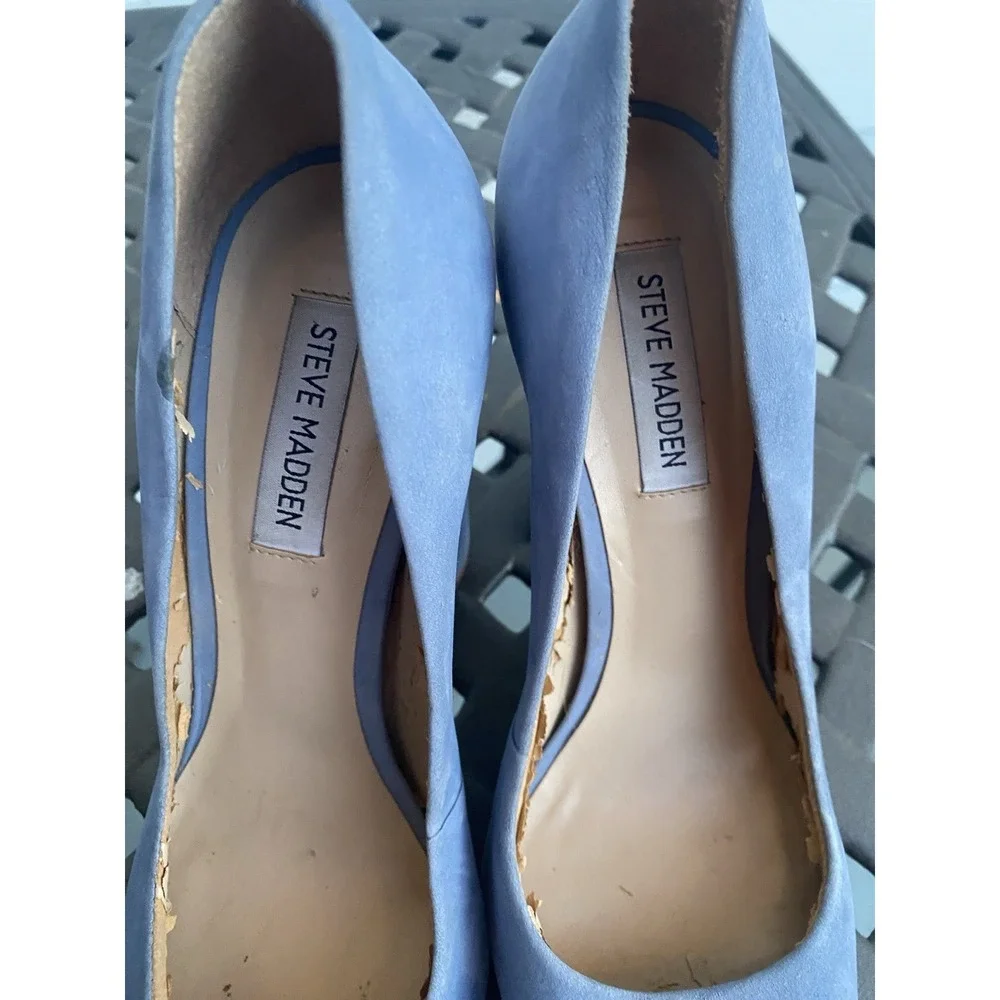 Steve Madden Periwinkle Blue Suede Block Heel Pumps Size 9.5 M